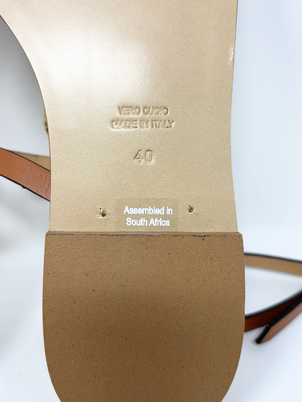 AMANU The Bazaruto Embellished Leather Sandals Cognac Gold Size 40 / 10 NWT - Picture 14 of 16